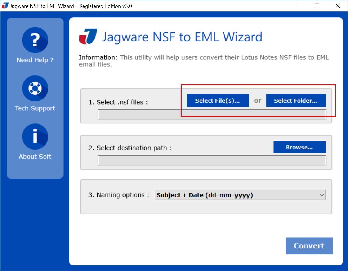 Jagware NSF to EML Wizard