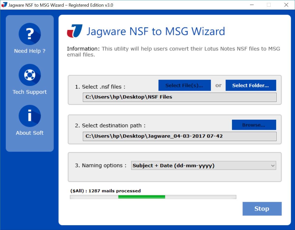 Jagware NSF to MSG Wizard