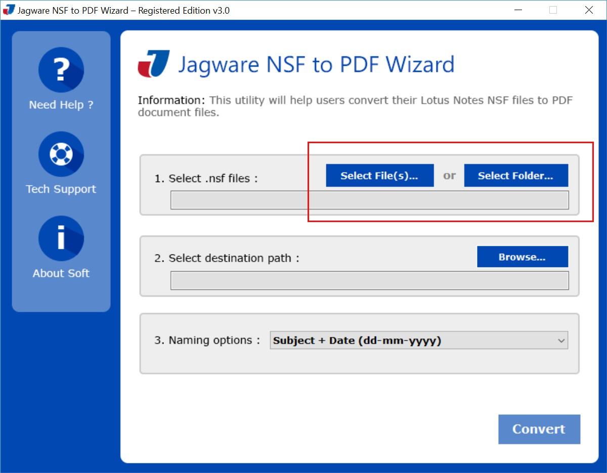 Jagware NSF to PDF Wizard