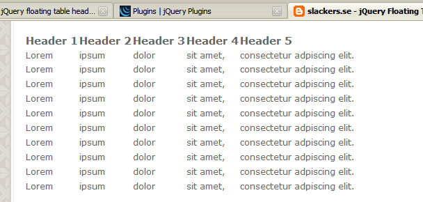 jQuery Floating Table Header