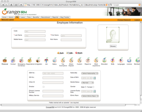 JumpBox for OrangeHRM Human Resources Management