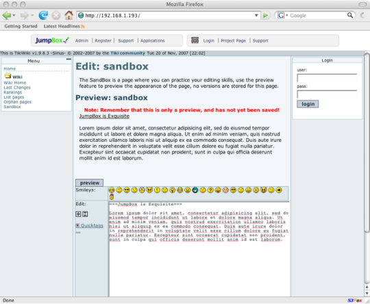 JumpBox for the TikiWiki Content Management System