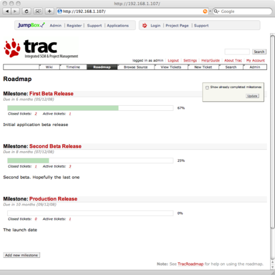 JumpBox for Trac And Subversion Software Project Management