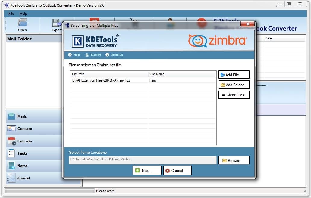 KDETools Zimbra to Outlook Converter