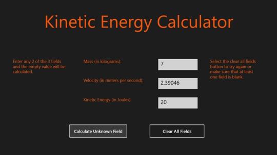 Kinetic Energy Calculator for Windows 8