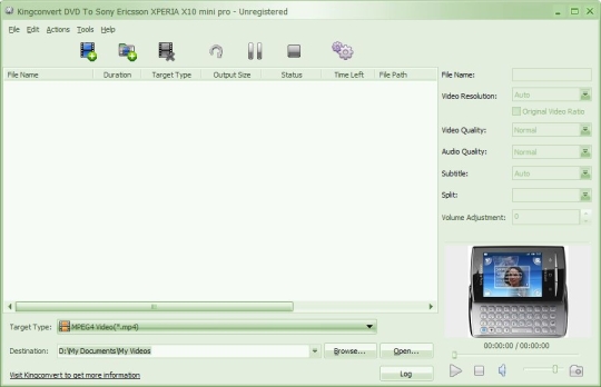 KingConvert DVD To Sony Ericsson XPERIA X10 mini pro
