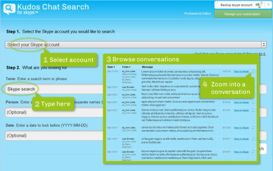 Kudos Chat Search for Skype (Mac)