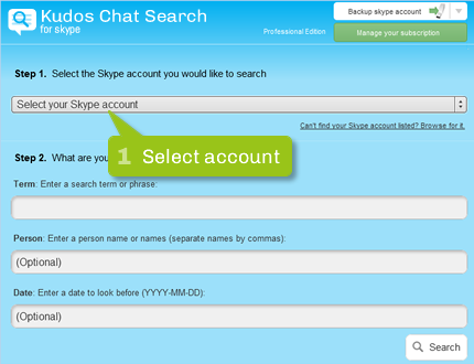 Kudos Chat Search for Skype