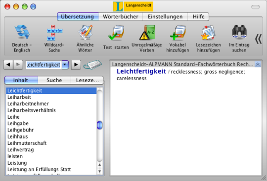 Langenscheidt-ALPMANN Standard-Specialist Dictionary of Law for Mac OS