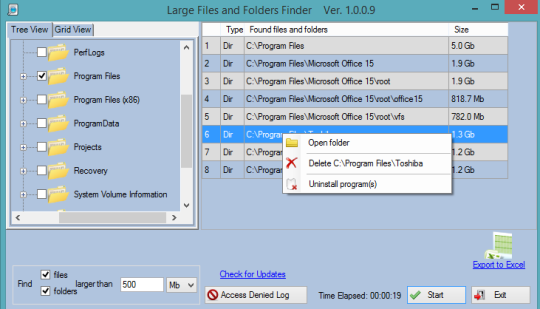 Large Files and Folders Finder