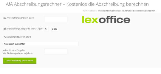 Lexoffice Depreciation Calculator (German)