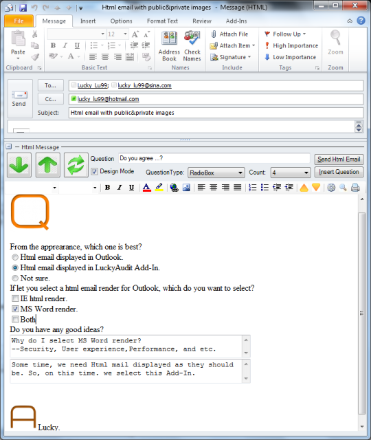 LuckyAudit Html Mail Add-In for Outlook 2007/2010