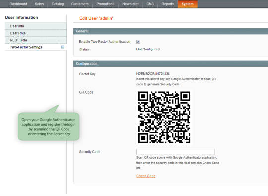 Magento Two Factor Authentication