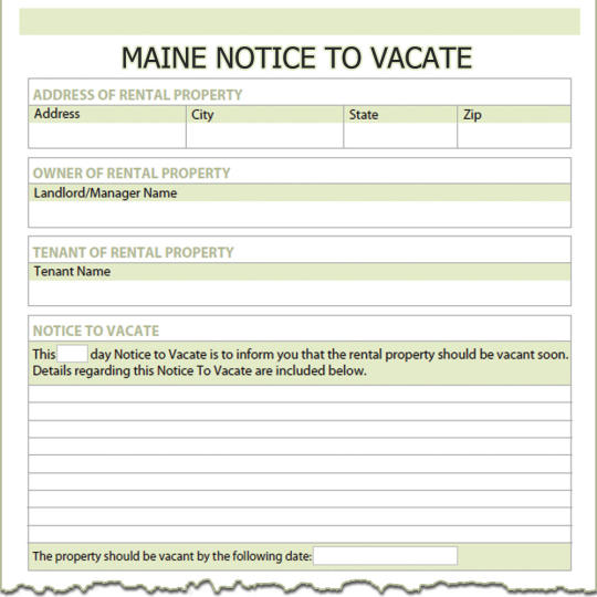 Maine Notice To Vacate