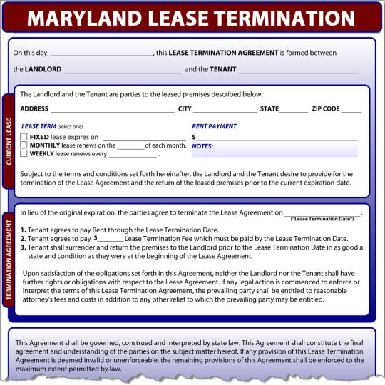 Maryland Lease Termination