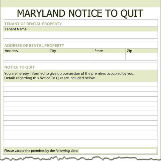Maryland Notice To Quit