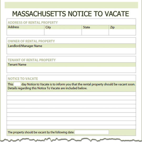 Massachusetts Notice To Vacate
