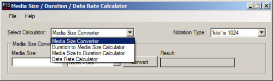 Media Size Calculator