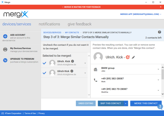 Mergix Duplicate Contacts Remover