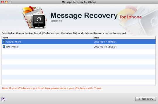 Message Recovery for iPhone