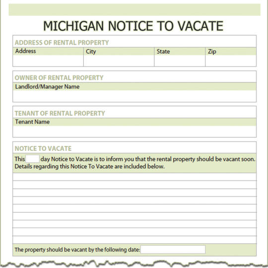 Michigan Notice To Vacate