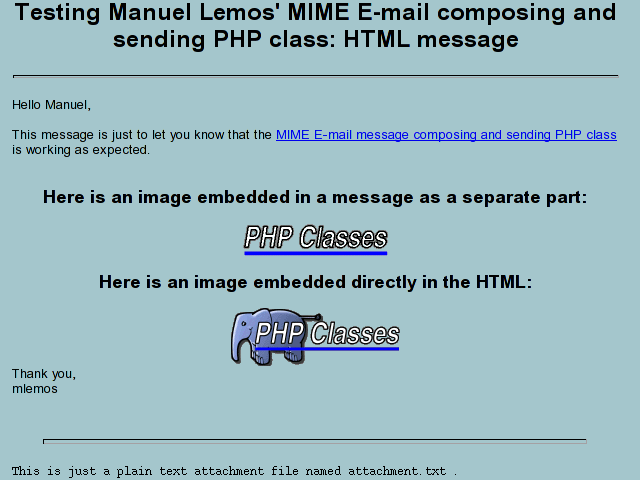 MIME E-mail message sending