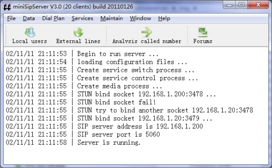 mini SIP Server (100 clients)