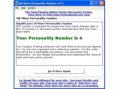 Minor Personality Number