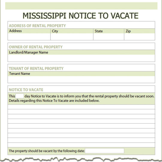 Mississippi Notice To Vacate