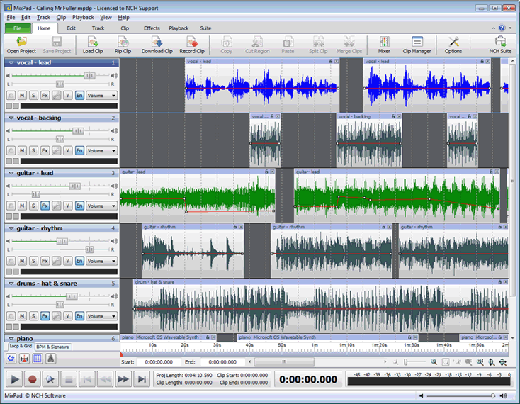 MixPad Free Music Mixer and Recording Studio