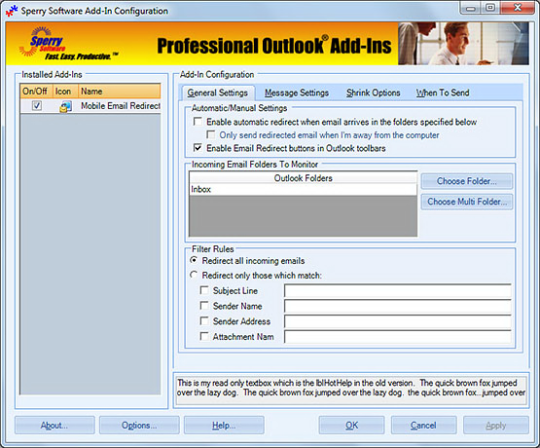 Mobile Email Redirect for Outlook 2007/Outlook 2010 (32-bit)