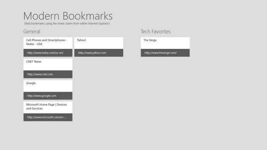 Modern Bookmarks for Windows 8