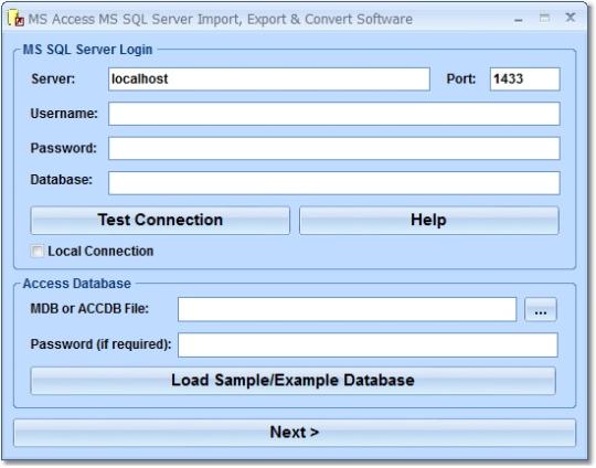 MS Access MS SQL Server Import, Export & Convert Software