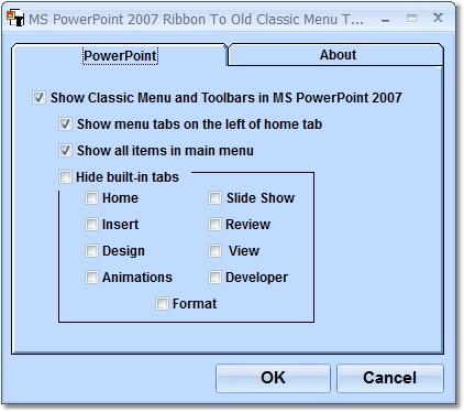 MS PowerPoint 2007 Ribbon To Old Classic Menu Toolbar Interface Software