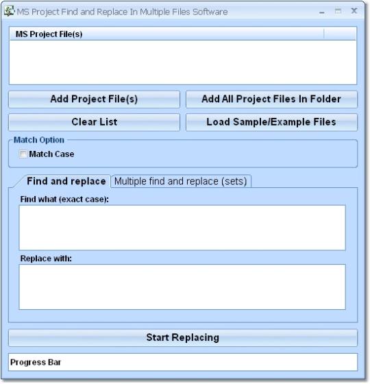 MS Project Find and Replace In Multiple Files Software