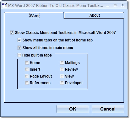 MS Word 2007 Ribbon To Old Classic Menu Toolbar Interface Software
