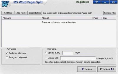 MS Word Pages Split