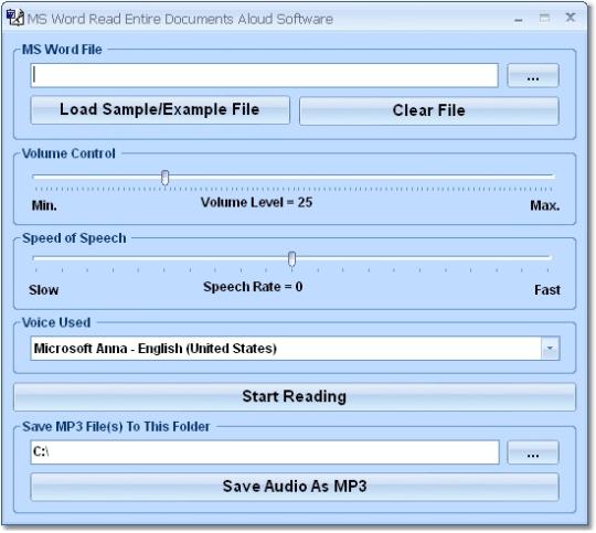 MS Word Read Entire Documents Aloud Software