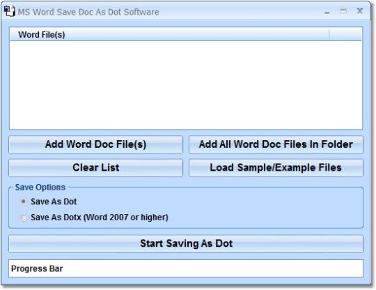 MS Word Save Doc As Dot Software