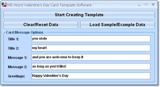 MS Word Valentine`s Day Card Template Software