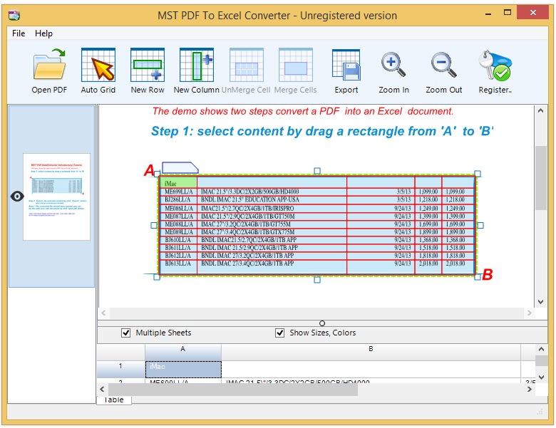 MST PDF To Excel Converter