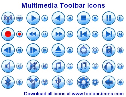 Multimedia Toolbar Icons