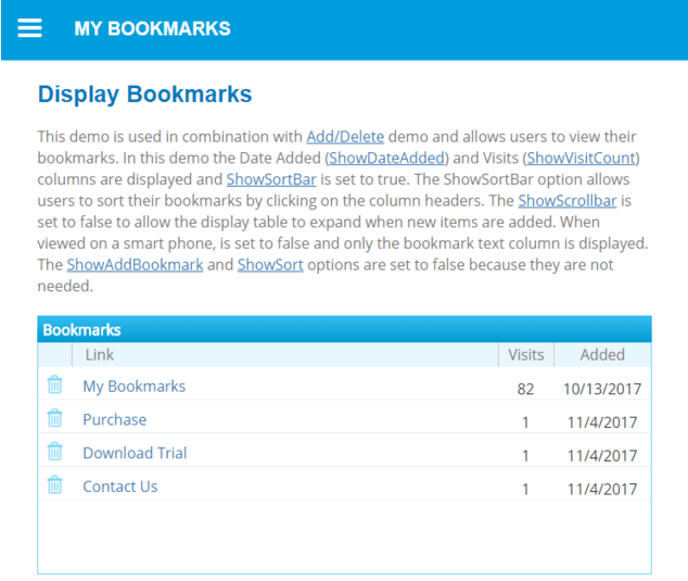 My Bookmarks using C# and Web Forms
