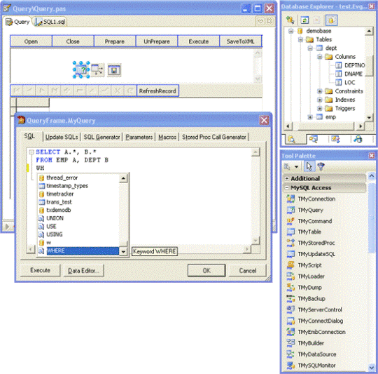 Sql data tool. Borland developer Studio. MYSQL Скриншоты. Interbase Borland 7.1 Интерфейс. Палитра инструментов Lazarus.