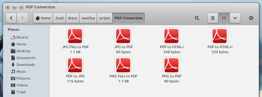 Nautilus Scripts for PDF Conversion