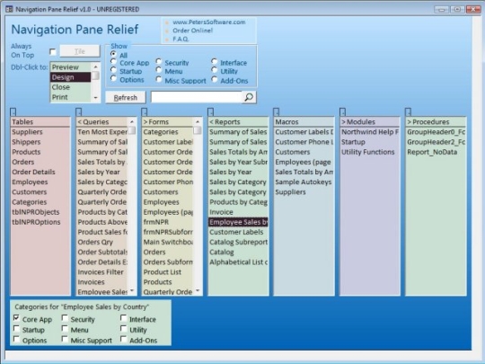Navigation Pane Relief for Microsoft Access