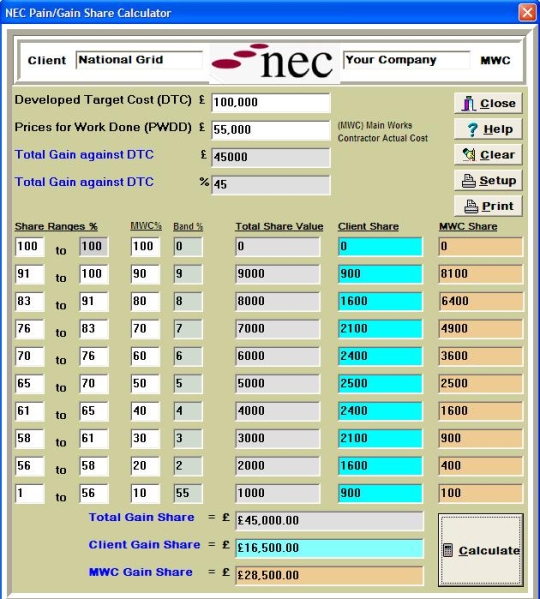 NEC Contracts Calculator