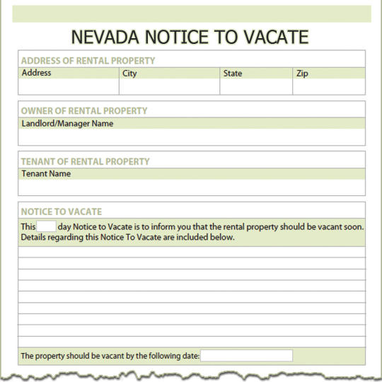 Nevada Notice To Vacate