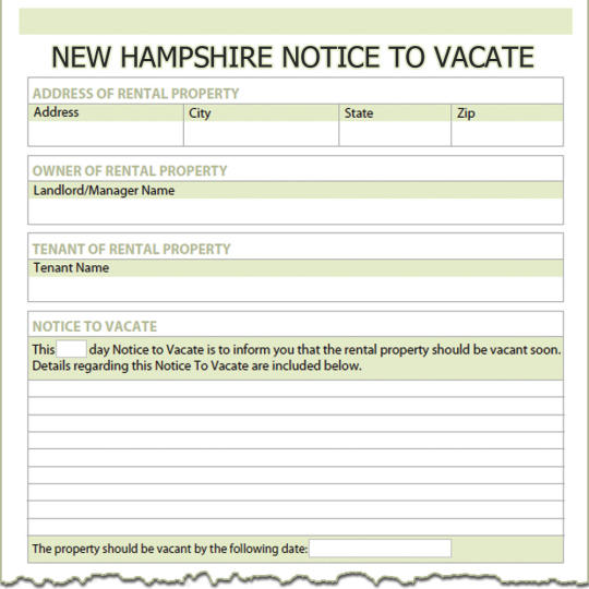 New Hampshire Notice To Vacate
