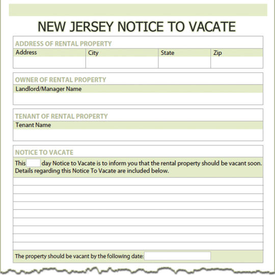 New Jersey Notice To Vacate